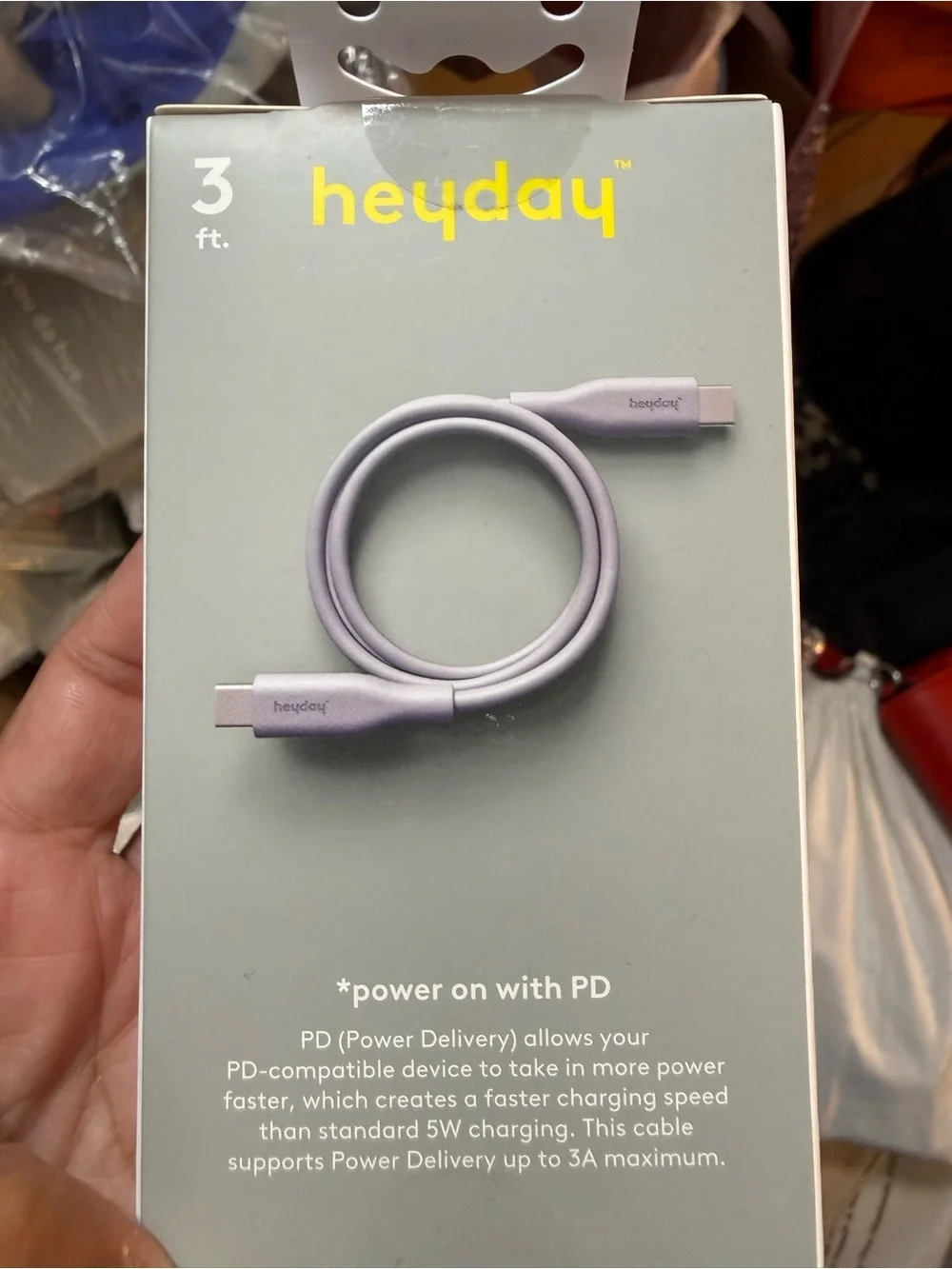 heyday USB-C to USB-C Fast Charging Cable — Lavender Purple